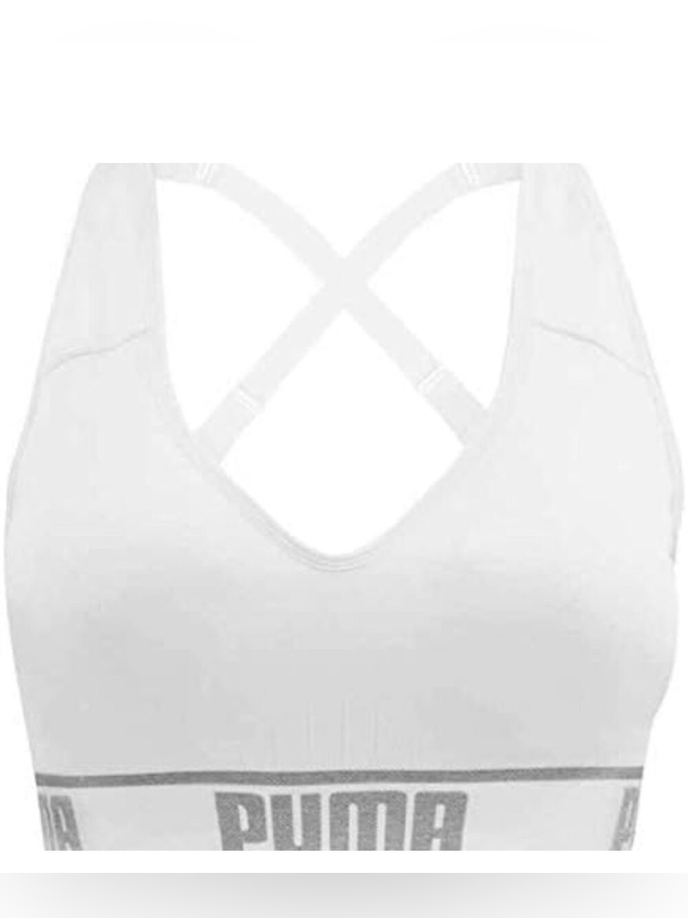 Puma White Cross-Back Logo Sports Bra size S